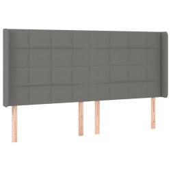 vidaXL Cabecero con orejas de tela gris oscuro 203x16x118/128 cm
