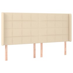 vidaXL Cabecero con orejas de tela color crema 163x16x118/128 cm