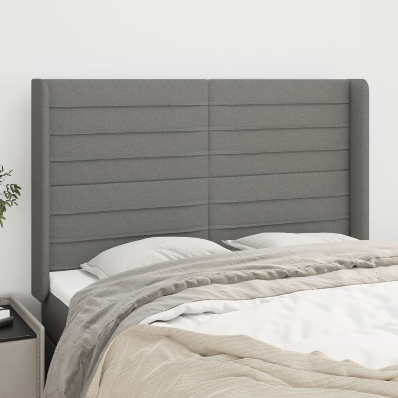 vidaXL Cabecero con orejas de tela gris oscuro 147x16x118/128 cm vidaXL Cabecero con orejas de tela gris oscuro 147x16x118/128 cm