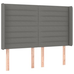 vidaXL Cabecero con orejas de tela gris oscuro 147x16x118/128 cm