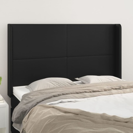 vidaXL Cabecero con orejas de cuero sintético negro 147x16x118/128 cm