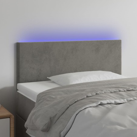 vidaXL Cabecero con LED de terciopelo gris claro 80x5x78/88 cm