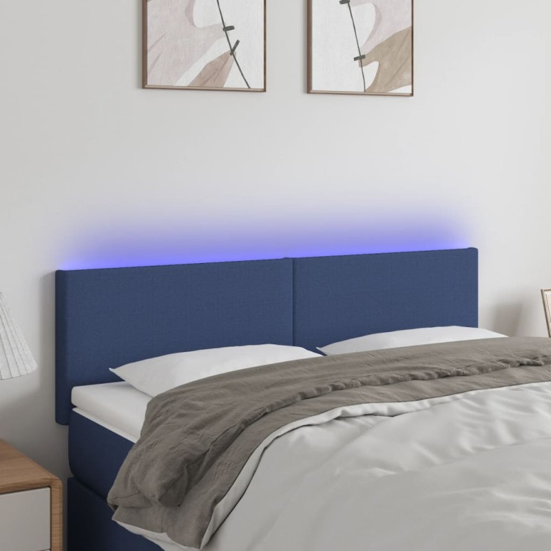 vidaXL Cabecero con LED de tela azul 144x5x78/88 cm vidaXL Cabecero con LED de tela azul 144x5x78/88 cm