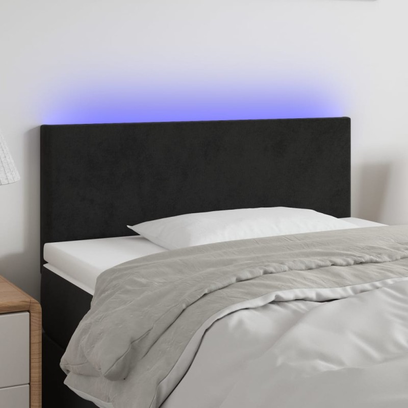 vidaXL Cabecero con LED de terciopelo negro 100x5x78/88 cm vidaXL Cabecero con LED de terciopelo negro 100x5x78/88 cm