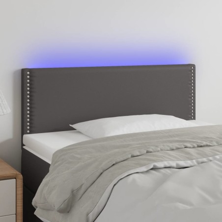 vidaXL Cabecero con LED cuero sintético gris 90x5x78/88 cm