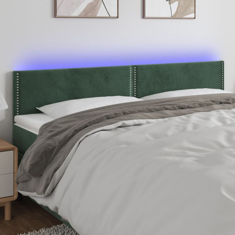 vidaXL Cabecero con LED de terciopelo verde oscuro 180x5x78/88 cm vidaXL Cabecero con LED de terciopelo verde oscuro 180x5x78/88 cm