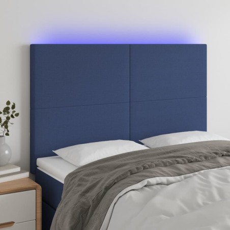 vidaXL Cabecero con luces LED tela azul 144x5x118/128 cm
