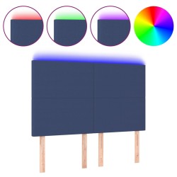 vidaXL Cabecero con luces LED tela azul 144x5x118/128 cm