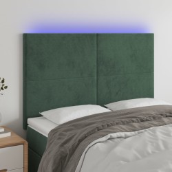 vidaXL Cabecero con luces LED terciopelo verde oscuro 144x5x118/128 cm