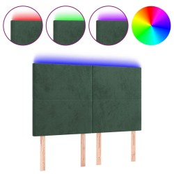 vidaXL Cabecero con luces LED terciopelo verde oscuro 144x5x118/128 cm