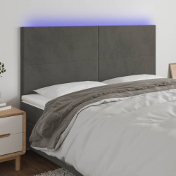 vidaXL Cabecero con luces LED terciopelo gris oscuro 180x5x118/128 cm