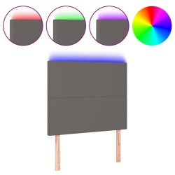 vidaXL Cabecero con luces LED cuero sintético gris 90x5x118/128 cm