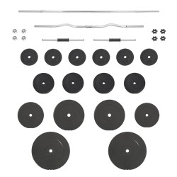 vidaXL Juego de barras y mancuernas con discos 90 kg