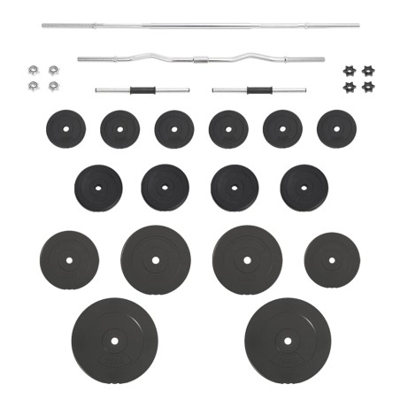vidaXL Juego de barras y mancuernas con discos 90 kg