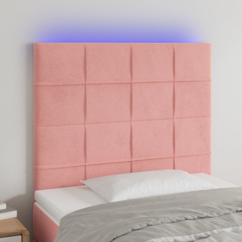 vidaXL Cabecero con luces LED terciopelo rosa 80x5x118/128 cm vidaXL Cabecero con luces LED terciopelo rosa 80x5x118/128 cm