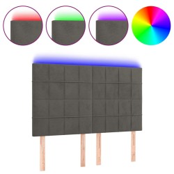 vidaXL Cabecero con luces LED terciopelo gris oscuro 144x5x118/128 cm