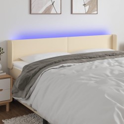vidaXL Cabecero con LED de tela crema 203x16x78/88 cm
