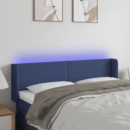 vidaXL Cabecero con LED de tela azul 147x16x78/88 cm