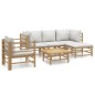 vidaXL Set de muebles de jardín 6 piezas bambú con cojines gris claro vidaXL Set de muebles de jardín 6 piezas bambú con cojines gris claro