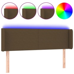 vidaXL Cabecero con LED de tela marrón oscuro 147x16x78/88 cm