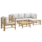 vidaXL Set de muebles de jardín 6 piezas bambú con cojines gris claro vidaXL Set de muebles de jardín 6 piezas bambú con cojines gris claro