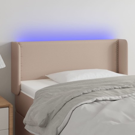 vidaXL Cabecero con LED cuero sintético color capuchino 93x16x78/88 cm