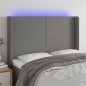 vidaXL Cabecero con LED de tela gris oscuro 147x16x118/128 cm vidaXL Cabecero con LED de tela gris oscuro 147x16x118/128 cm