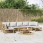 vidaXL Set de muebles de jardín 8 piezas bambú y cojines gris claro vidaXL Set de muebles de jardín 8 piezas bambú y cojines gris claro