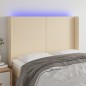 vidaXL Cabecero con LED de tela color crema 147x16x118/128 cm vidaXL Cabecero con LED de tela color crema 147x16x118/128 cm