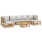 vidaXL Set de muebles de jardín 8 piezas bambú y cojines gris claro vidaXL Set de muebles de jardín 8 piezas bambú y cojines gris claro
