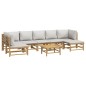 vidaXL Set de muebles de jardín 8 piezas bambú y cojines gris claro vidaXL Set de muebles de jardín 8 piezas bambú y cojines gris claro