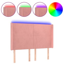 vidaXL Cabecero con LED de terciopelo rosa 147x16x118/128 cm