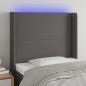vidaXL Cabecero con LED cuero sintético gris 103x16x118/128cm