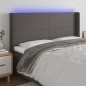 vidaXL Cabecero con LED cuero sintético gris 203x16x118/128 cm vidaXL Cabecero con LED cuero sintético gris 203x16x118/128 cm