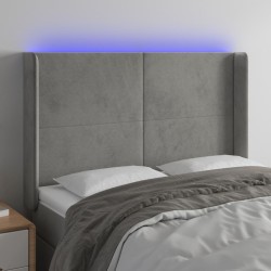 vidaXL Cabecero con LED de terciopelo gris claro 147x16x118/128 cm