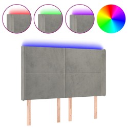 vidaXL Cabecero con LED de terciopelo gris claro 147x16x118/128 cm