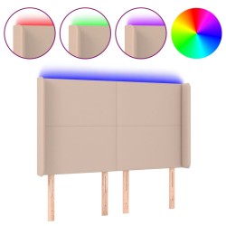vidaXL Cabecero con LED cuero sintético capuchino 147x16x118/128cm