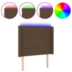 vidaXL Cabecero con LED de tela marrón oscuro 83x16x118/128 cm