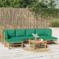 vidaXL Set de muebles de jardín 7 piezas bambú con cojines verde vidaXL Set de muebles de jardín 7 piezas bambú con cojines verde
