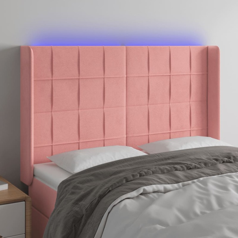 vidaXL Cabecero con LED de terciopelo rosa 147x16x118/128 cm vidaXL Cabecero con LED de terciopelo rosa 147x16x118/128 cm