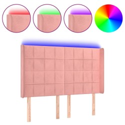 vidaXL Cabecero con LED de terciopelo rosa 147x16x118/128 cm
