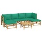 vidaXL Set de muebles de jardín 7 piezas bambú con cojines verde vidaXL Set de muebles de jardín 7 piezas bambú con cojines verde