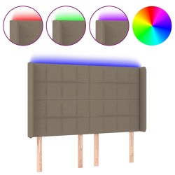 vidaXL Cabecero con LED de tela gris taupe 147x16x118/128 cm