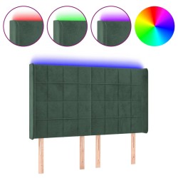 vidaXL Cabecero con LED de terciopelo verde oscuro 147x16x118/128 cm
