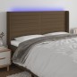 vidaXL Cabecero con LED de tela marrón oscuro 183x16x118/128 cm vidaXL Cabecero con LED de tela marrón oscuro 183x16x118/128 cm