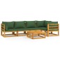 vidaXL Juego muebles de jardín 6 piezas madera maciza y cojines verdes vidaXL Juego muebles de jardín 6 piezas madera maciza y cojines verdes