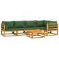 vidaXL Juego muebles de jardín 6 piezas madera maciza y cojines verdes vidaXL Juego muebles de jardín 6 piezas madera maciza y cojines verdes