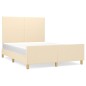 vidaXL Estructura de cama con cabecero de tela color crema 140x190 cm vidaXL Estructura de cama con cabecero de tela color crema 140x190 cm