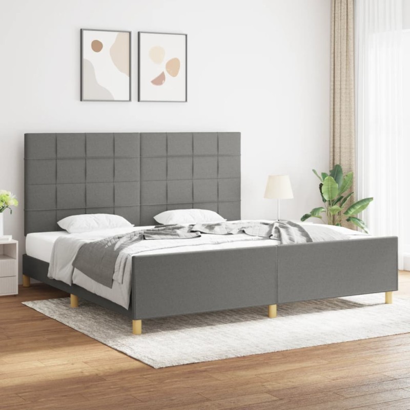 vidaXL Estructura de cama con cabecero tela gris oscuro 200x200 cm vidaXL Estructura de cama con cabecero tela gris oscuro 200x200 cm