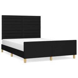 vidaXL Estructura de cama con cabecero de tela negro 140x190 cm